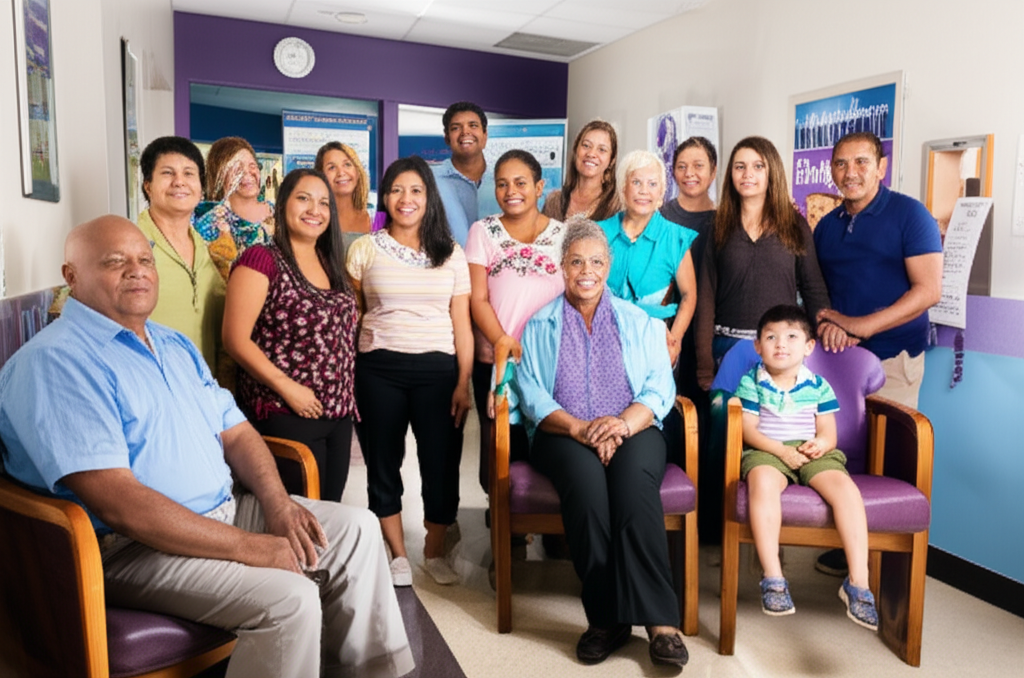 Comunidad hispana en centro de salud